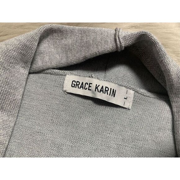 Grace Karin long grey cardigan oversized size large - Picture 5 of 7